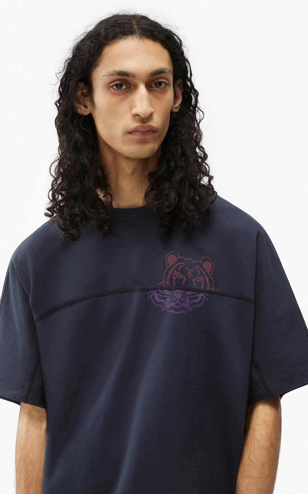 Kenzo K Tiger oversized Moška Majice Modra Črna SI-6636198